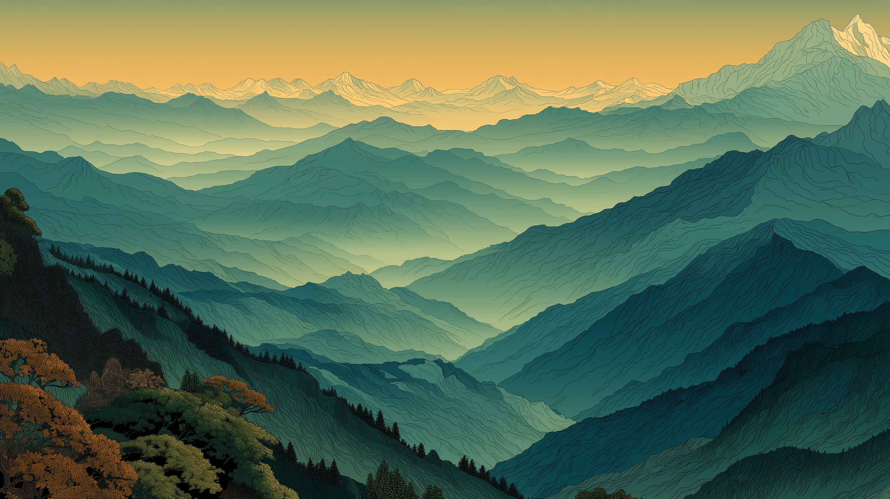 Ethereal mountain landscape